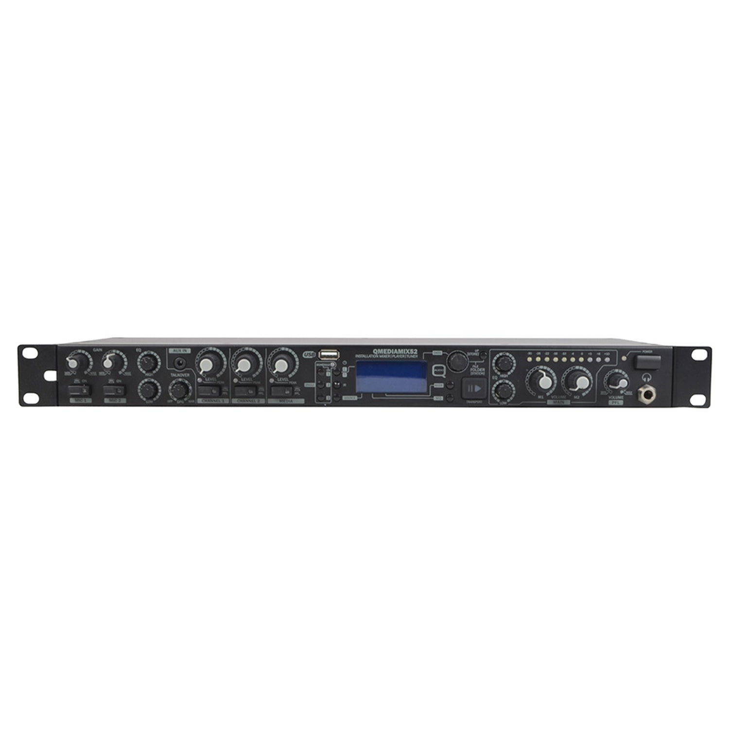 Q-Audio QMEDIAMIX52 5-Channel Mixer with Media Player, Bluetooth, Jingle, Mic Talkover