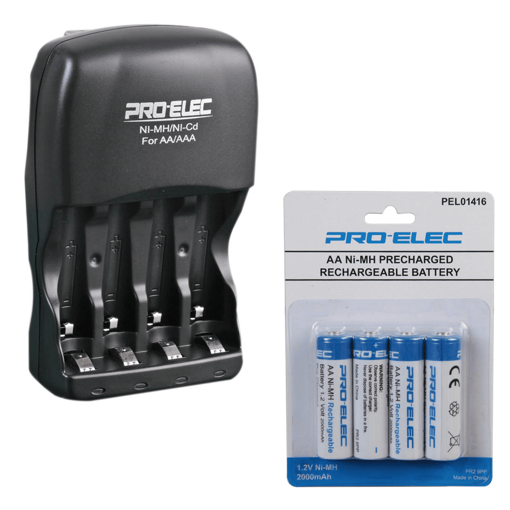 Pro Elec 4 x  Rechargeable Batteries with Battery Charger Pack
