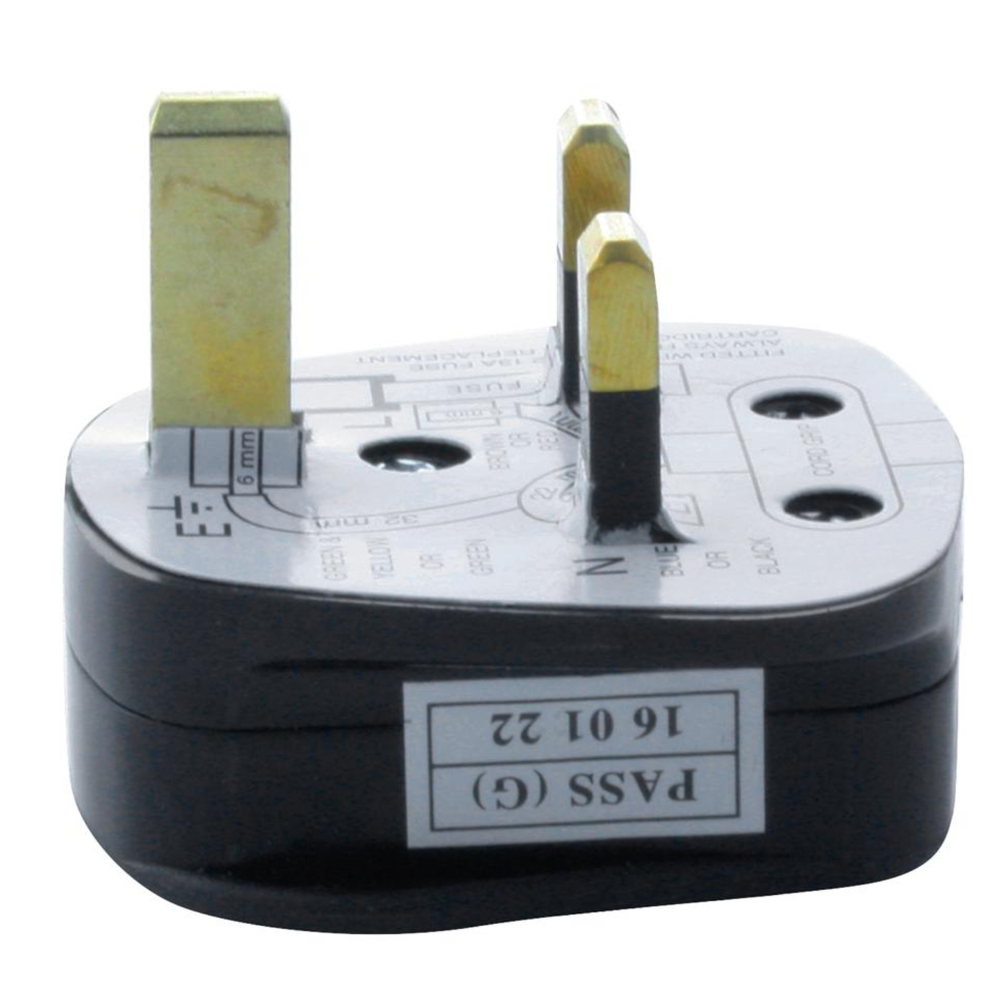 Pro Elec 13a Black UK Mains Plug