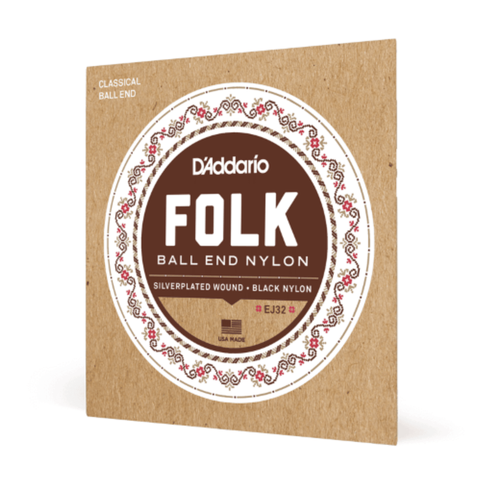 D'Addario EJ32 Folk Nylon silver ball end guitar strings