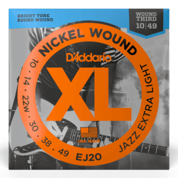 D'Addario EJ20 Jazz Extra Light electric guitar strings 10-49 gauge