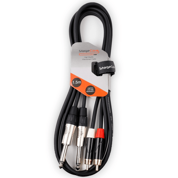 Stagecore 1.5m Twin Jack to RCA Cable