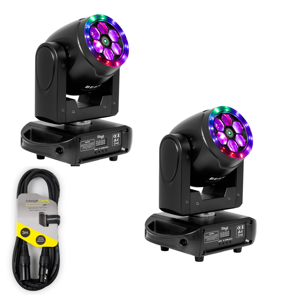 2 x Stagg SPECTER 90 moving heads with flower effect and green laser