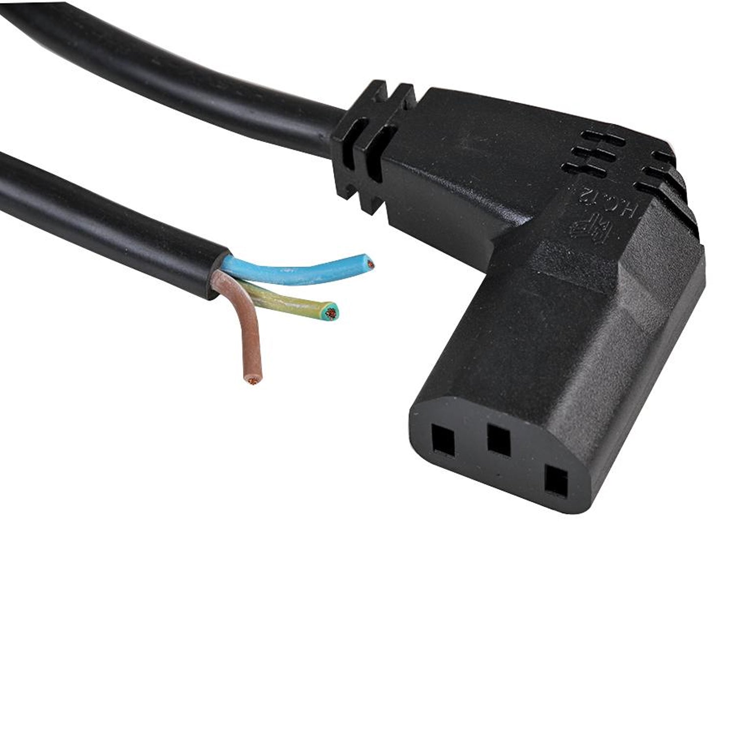 Pro Elec 5m Right Angled IEC C13 Female to Bare Ends Power Lead 6A