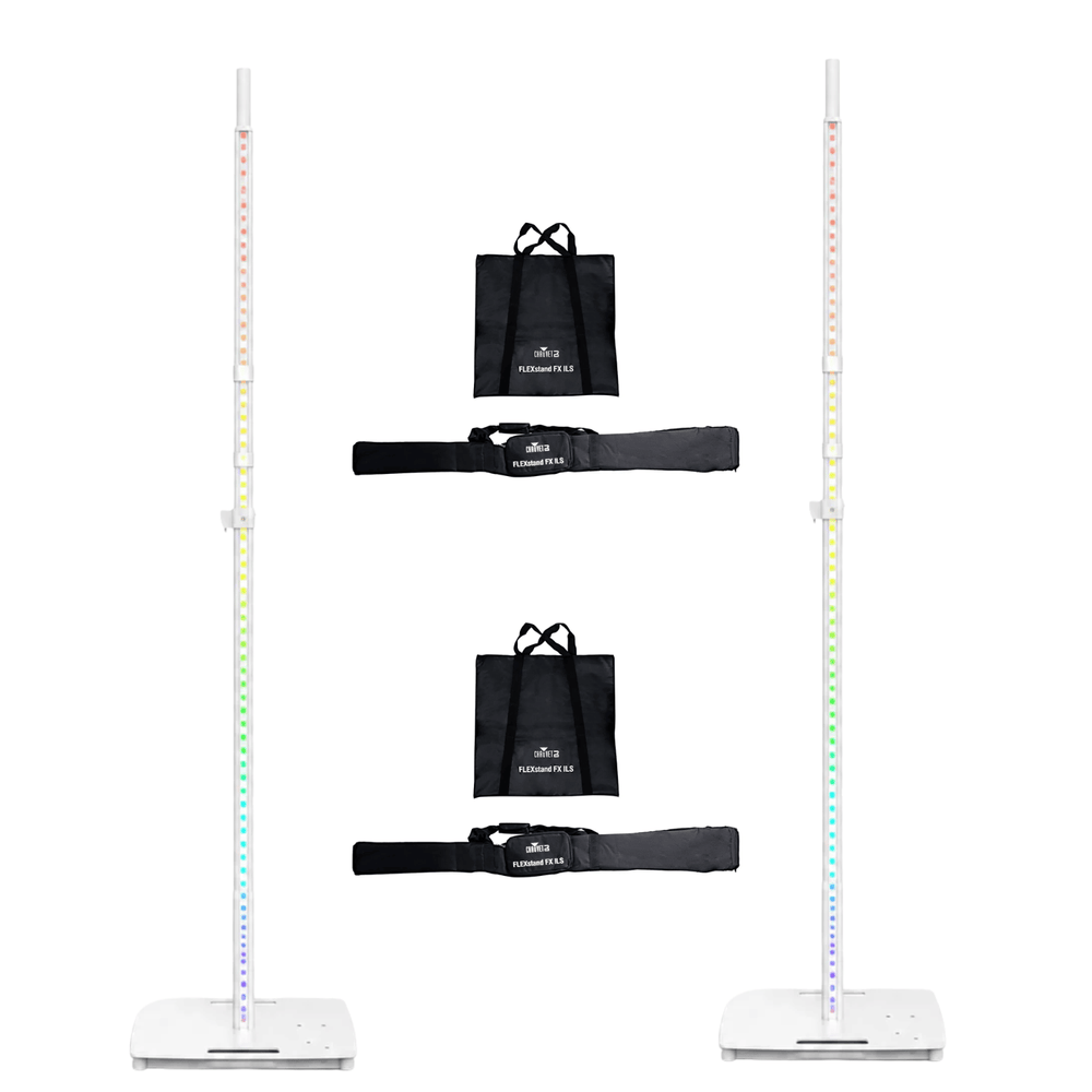 2 x Chauvet DJ FLEXstand FX ILS White LED Square Base Stand