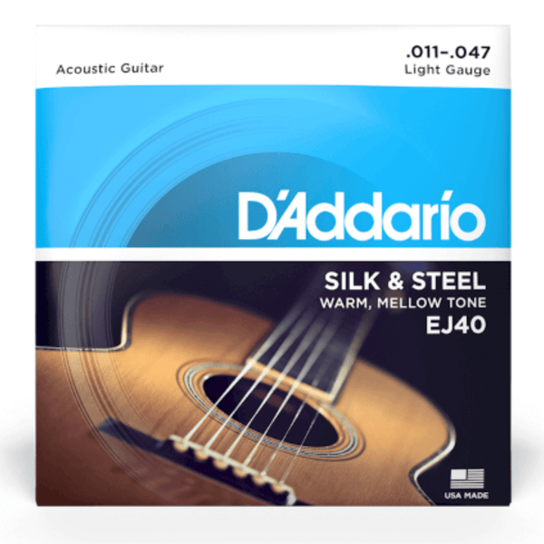 D'Addario EJ40 light silk and steel acoustic guitar strings 11-47