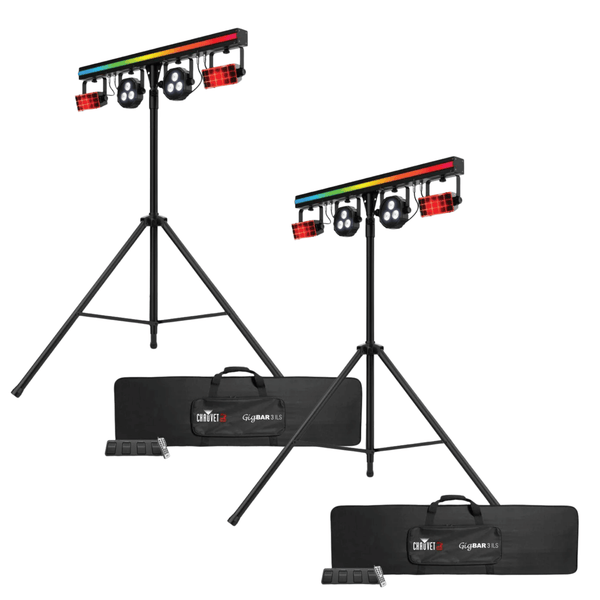 Two Chauvet DJ GigBar 3 ILS lighting systems with carry bags