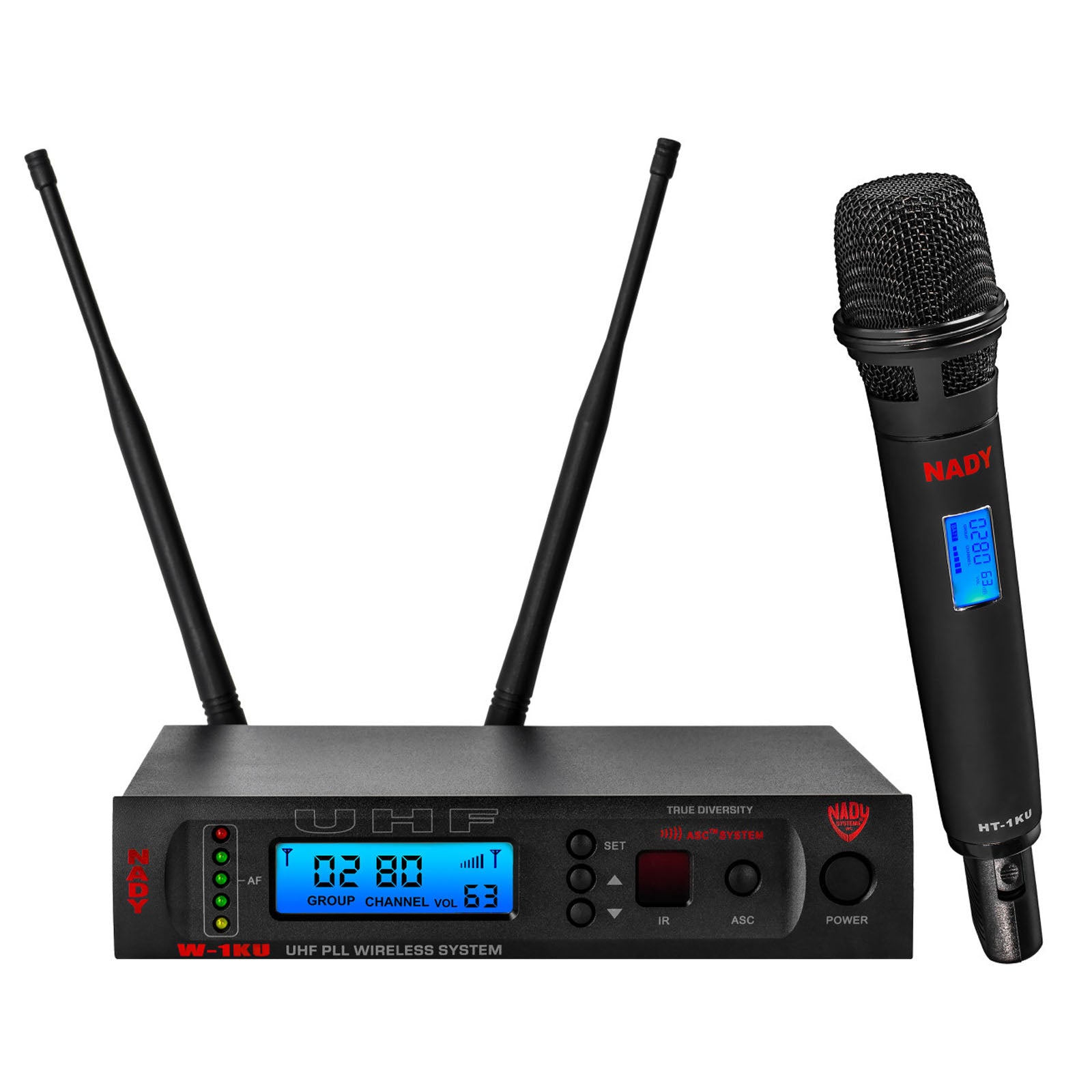 Nady W-1KU HT-EU2 True Diversity 1000-Channel Professional UHF Handheld Microphone Wireless System
