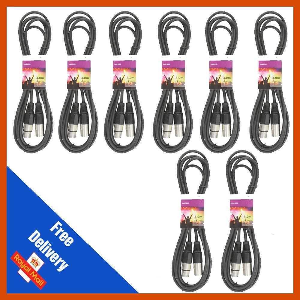 8 x QTX 3M DMX Lighting Cables - DY Pro Audio