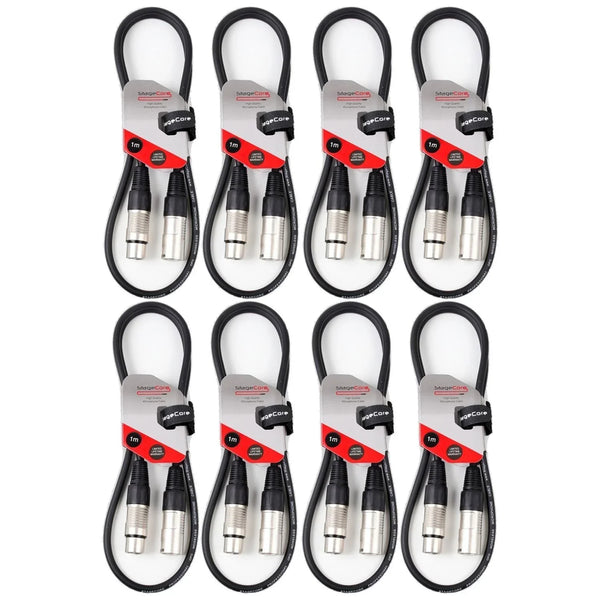 8 x Stagecore CORE 350 1m Microphone XLR Cable