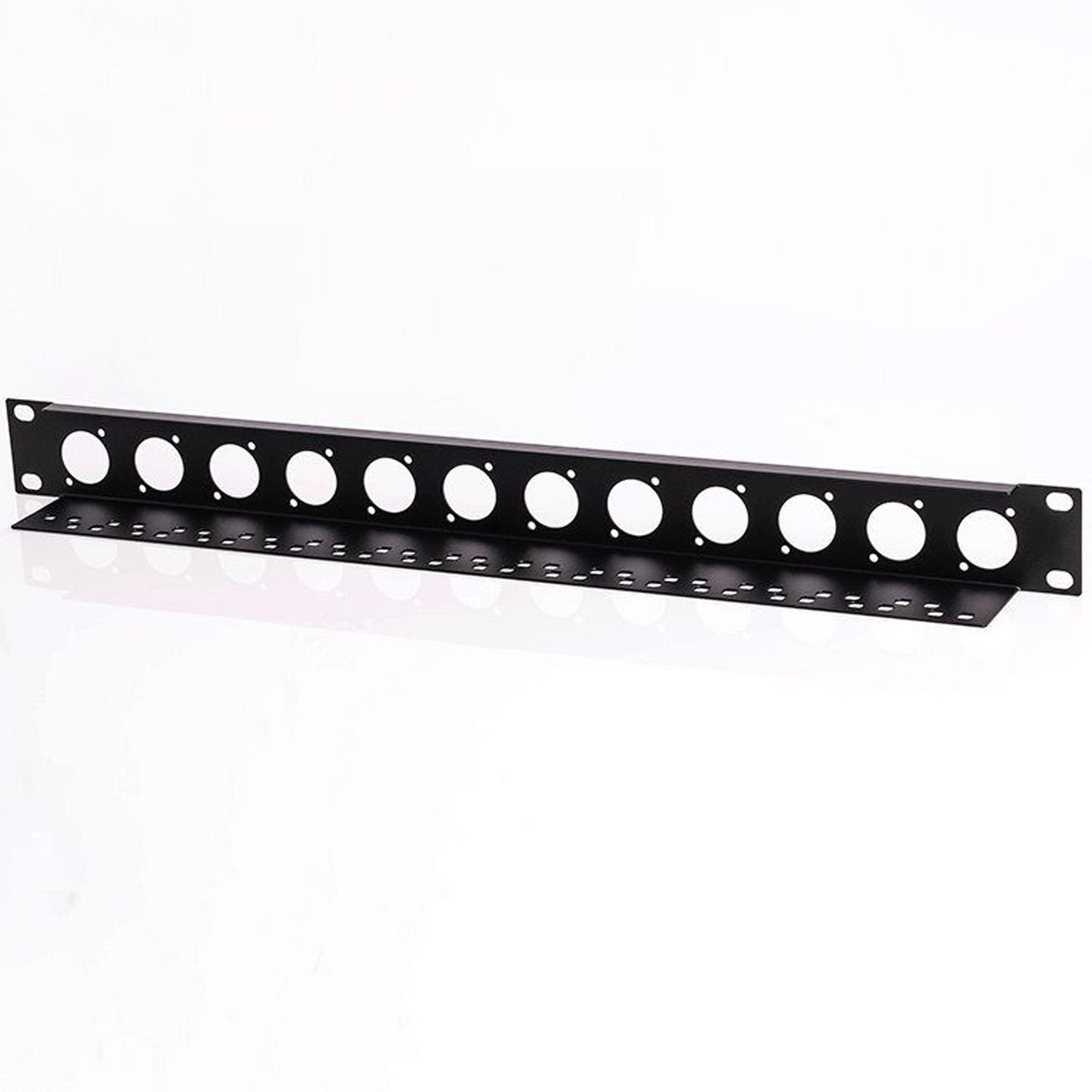 Penn Elcom 1U Rack Panel Punched for 12 x D-Series Connectors with Cable Support