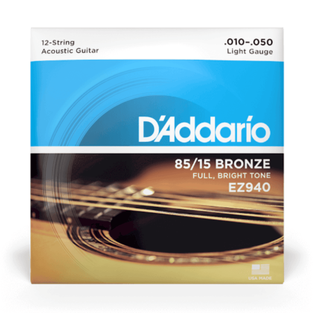 D'Addario EZ940 bronze light 12 string acoustic guitar strings 010-050