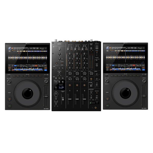 2 x AlphaTheta CDJ-1500X DJ Multi Player & AlphaTheta DJM-V5 3 Channel Mixer
