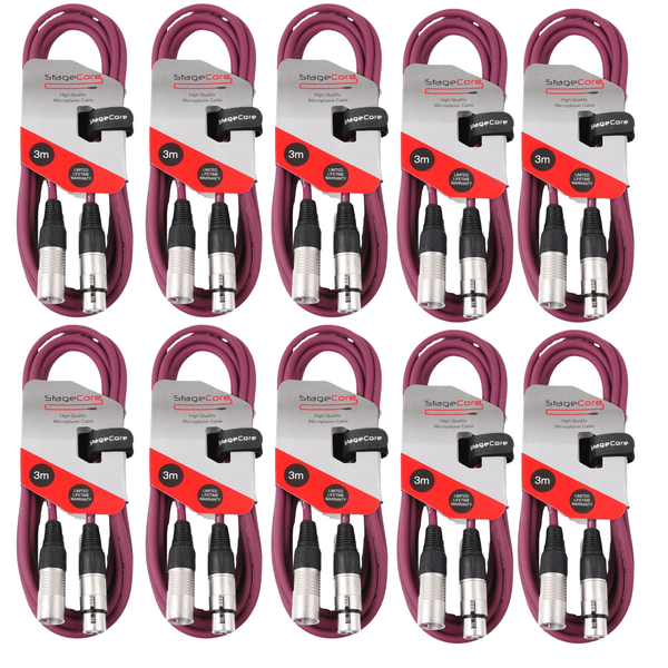 10 x Stagecore 3m Purple XLR Microphone Cable