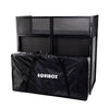 Equinox Combi Booth XL foldable DJ booth with steel shelf and lycra panels