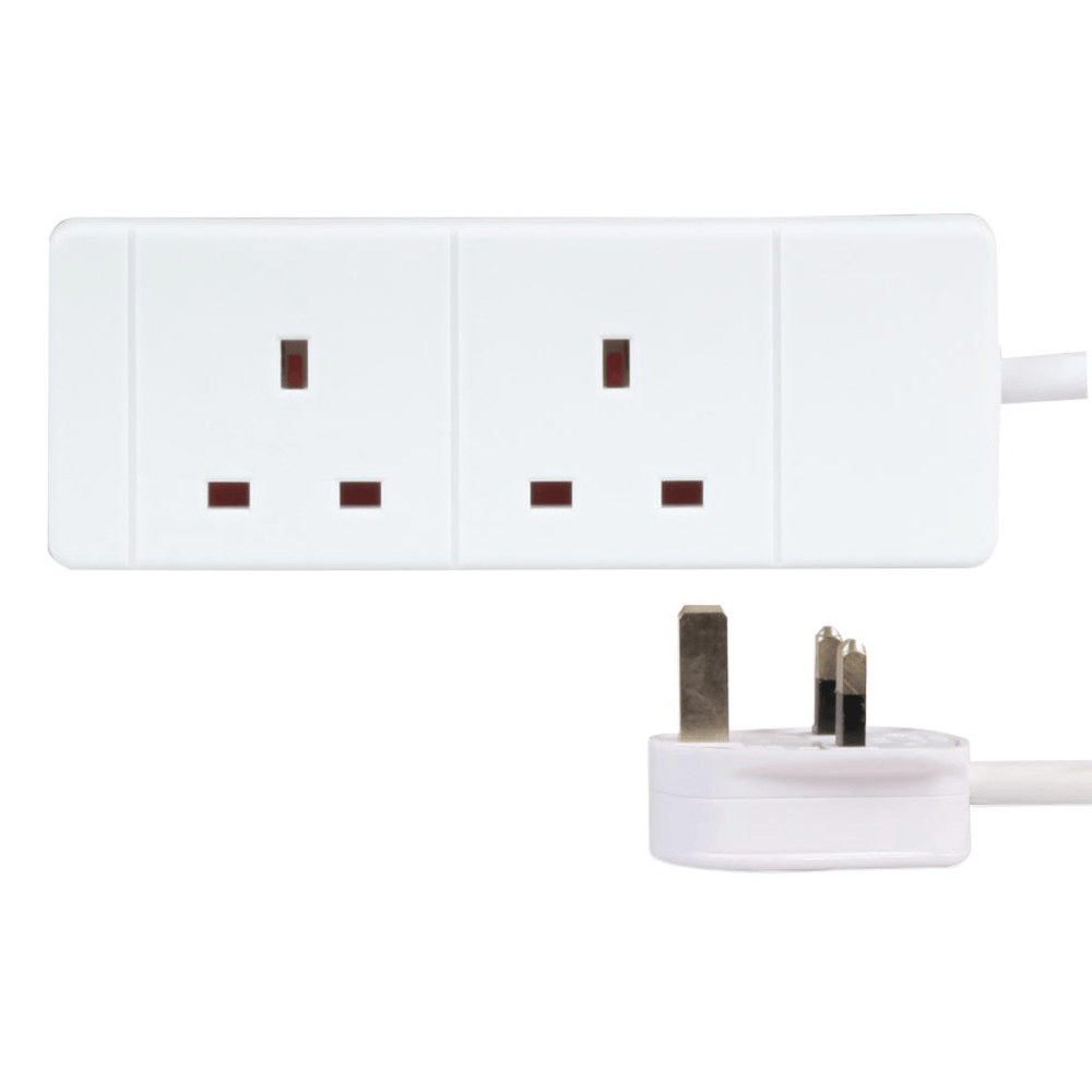 Pro Elec 2 Gang 20m White Extension Lead
