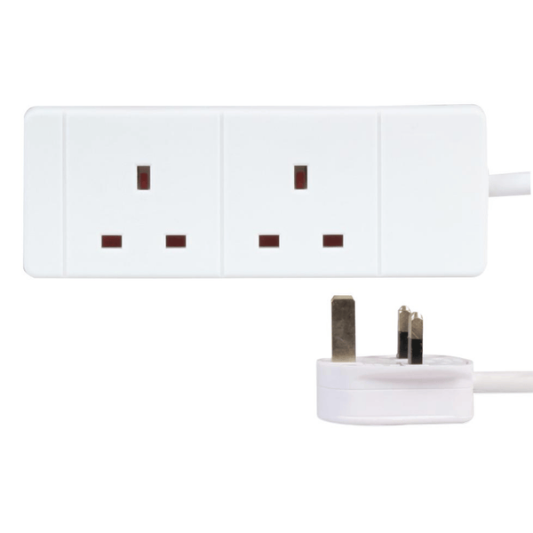 Pro Elec 2 Gang 20m White Extension Lead