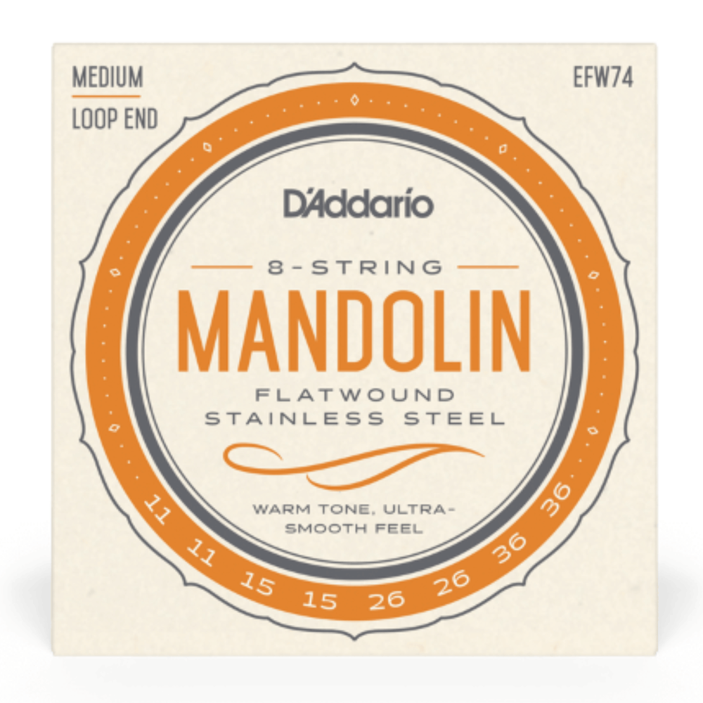 D'Addario EFW74 Flat Wound Mandolin Strings, Medium, 11-36