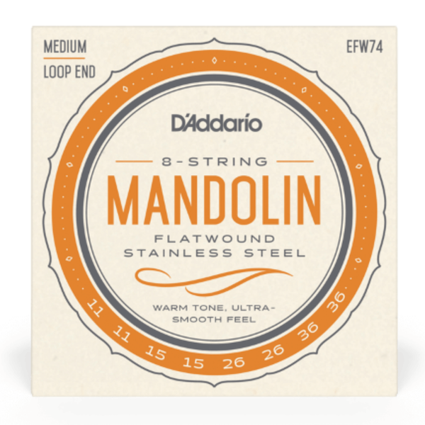 D'Addario EFW74 Flat Wound Mandolin Strings, Medium, 11-36