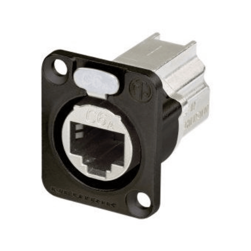 Neutrik NE8FDX-P6-B EtherCON Chassis C6A Shielded Feedthrough Black Plating