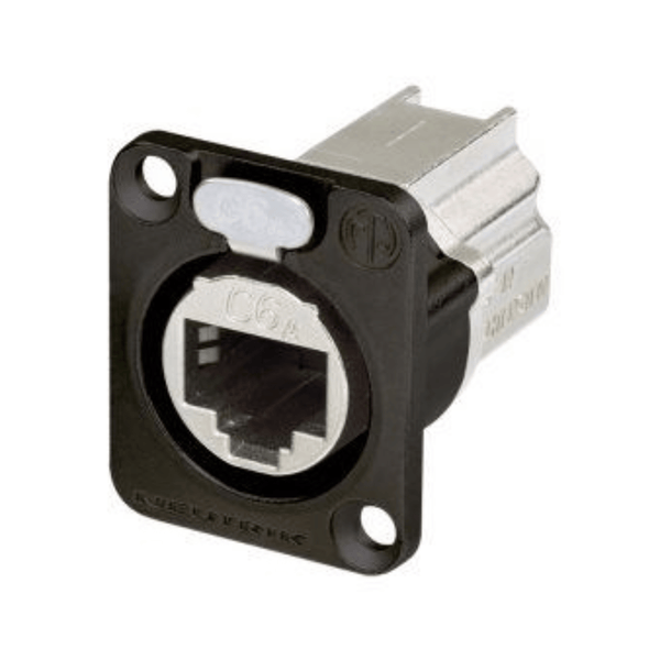 Neutrik NE8FDX-P6-B EtherCON Chassis C6A Shielded Feedthrough Black Plating