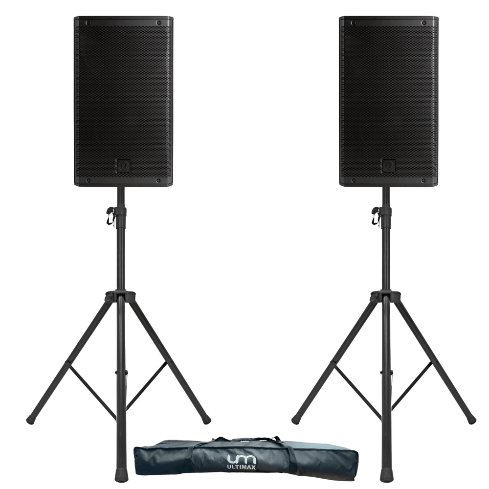 2 x RCF ART 910-A 10" 2100W Active Speakers With Stands