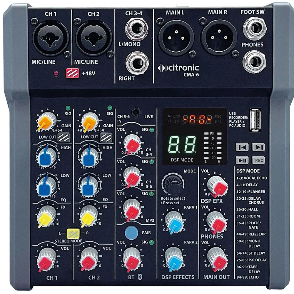 Citronic CMA-6 Compact Mixer with DSP FX and BT/USB