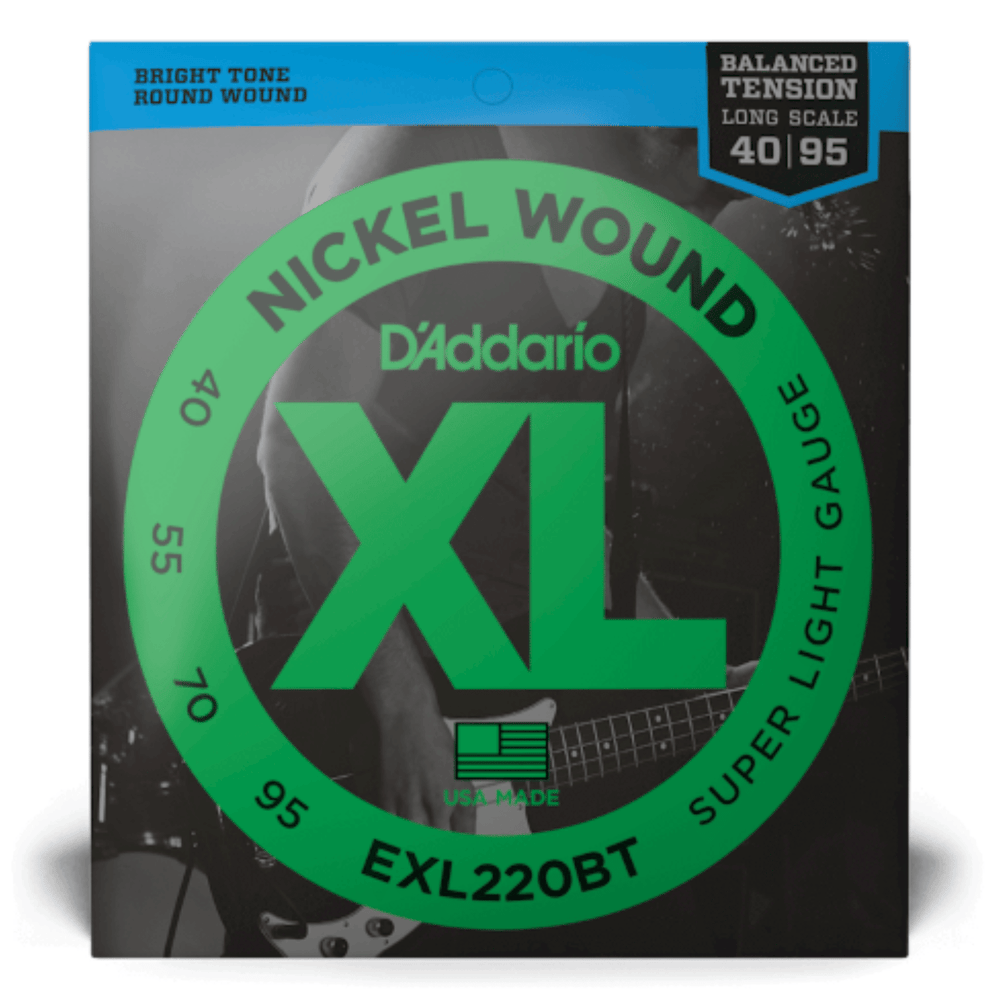 D'Addario EXL220BT Bass Guitar Strings Nickel Wound, Balanced Super Light, 40-95