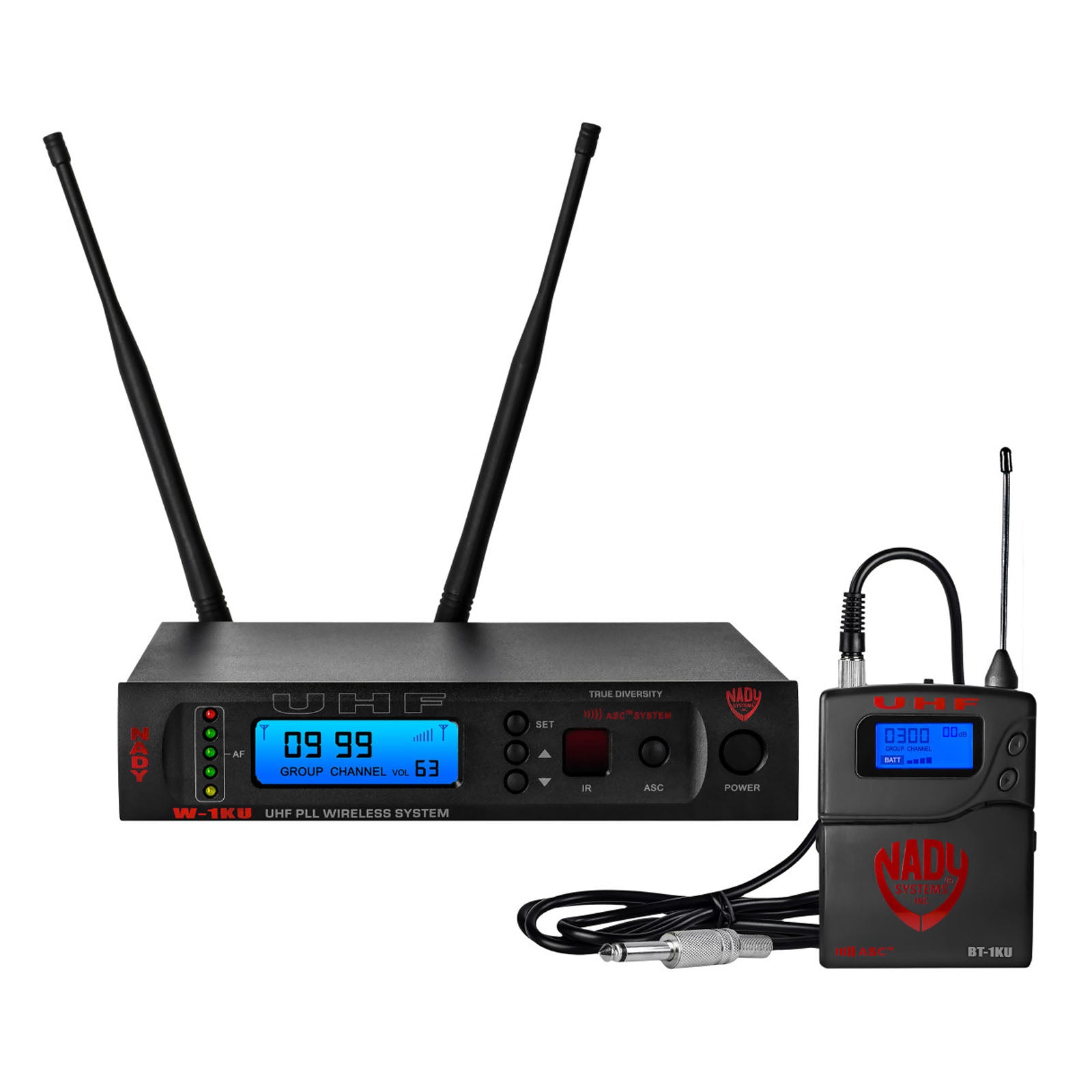 Nady W-1KU GT-EU1 GT True Diversity 1000-Channel Guitar/Instrument Microphone Wireless System