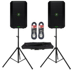 2 X Mackie Thump GO Portable Battery Powered Speakers With Stands and Cables