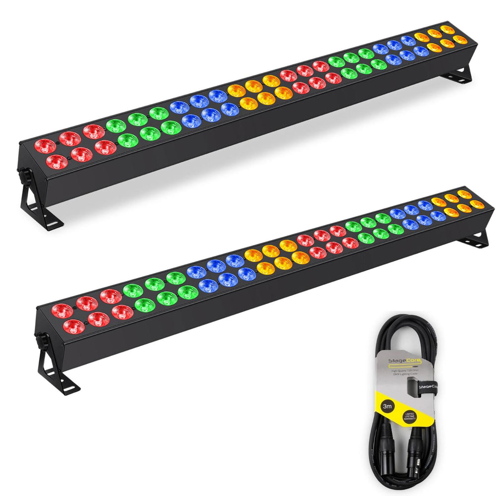 2 x QTX Duplex-Bar 48 x 3W | Double LED Wall Bar Batten with DMX Cable