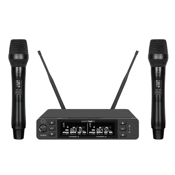 Q - Audio QWM1960 V3 HH UHF Dual Channel True Diversity Wireless Microphone System 863 - 865MHz