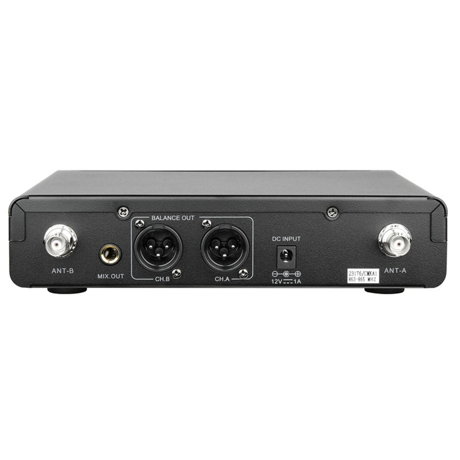 Q-Audio QWM1960 V3 HH UHF Dual Channel True Diversity Wireless Microphone System 863–865MHz