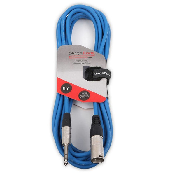 Stagecore 6m Blue Male XLR to Stereo Jack Cable