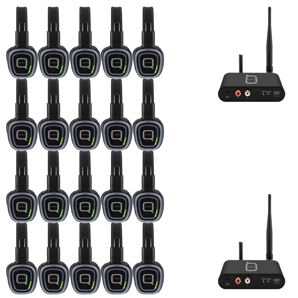Q - Audio Silent Disco Bundle with 2 x Transmitter and 50 x Headphones