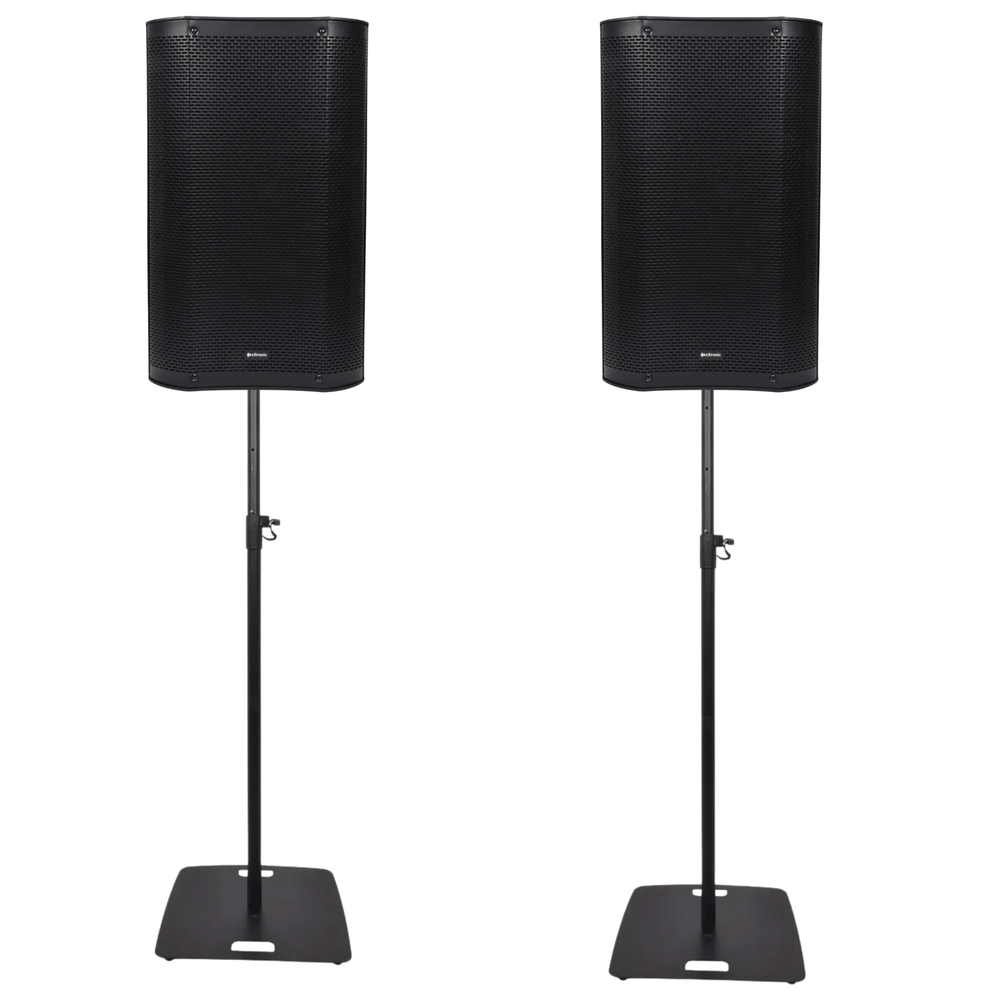 2 x Citronic CASA-12A Active Speakers With Square Base Stands