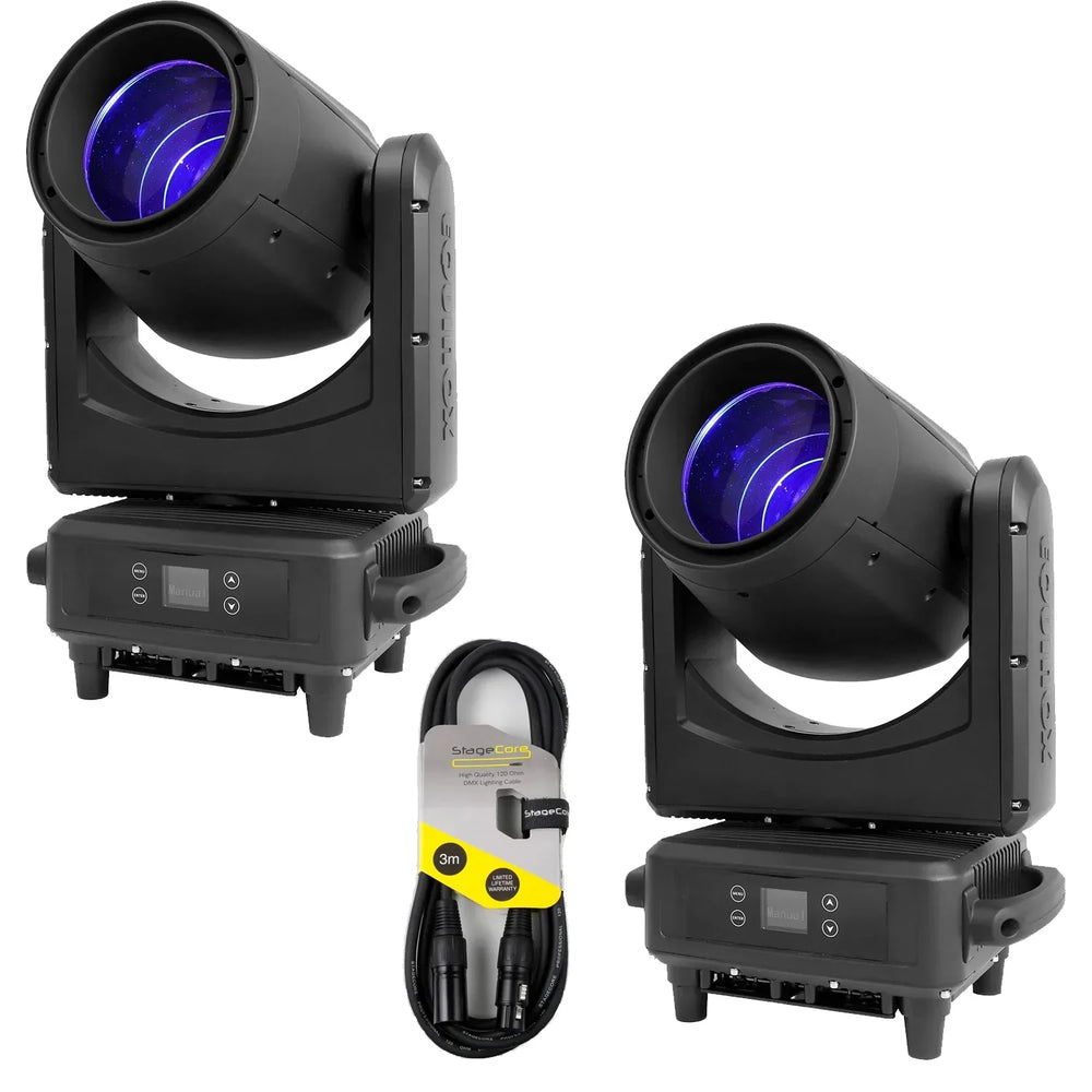 2 x Equinox Fusion Patriot 500 Beam Moving Head With DMX Cable