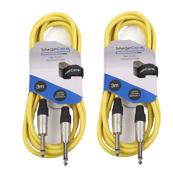2 x Stagecore 3m Yellow Jack to Jack Lead