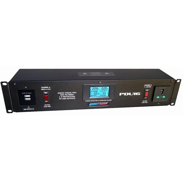 Penn Elcom PDU16-AV 2U 20 Amp Rack Mount PDU with Power Monitoring and Overload Protection