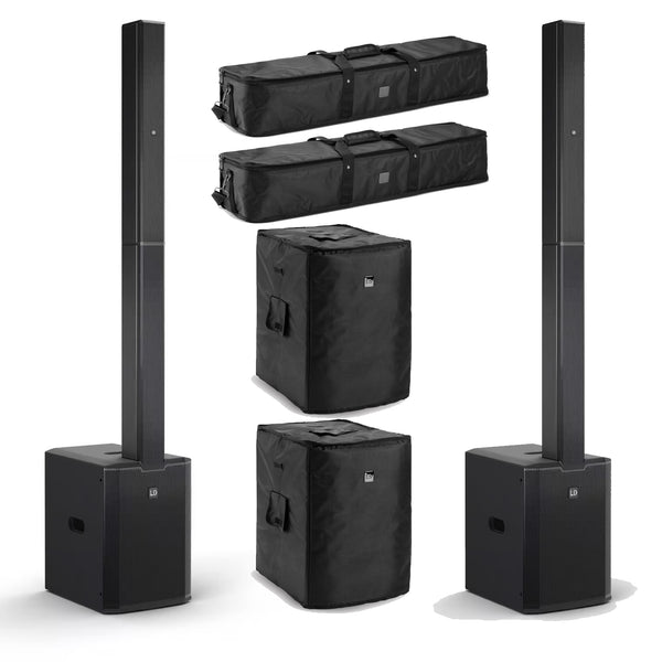 2 x LD Systems MAUI 28 G3 MIX Black Compact Cardioid Column PA System With Mixer and Carry Bags