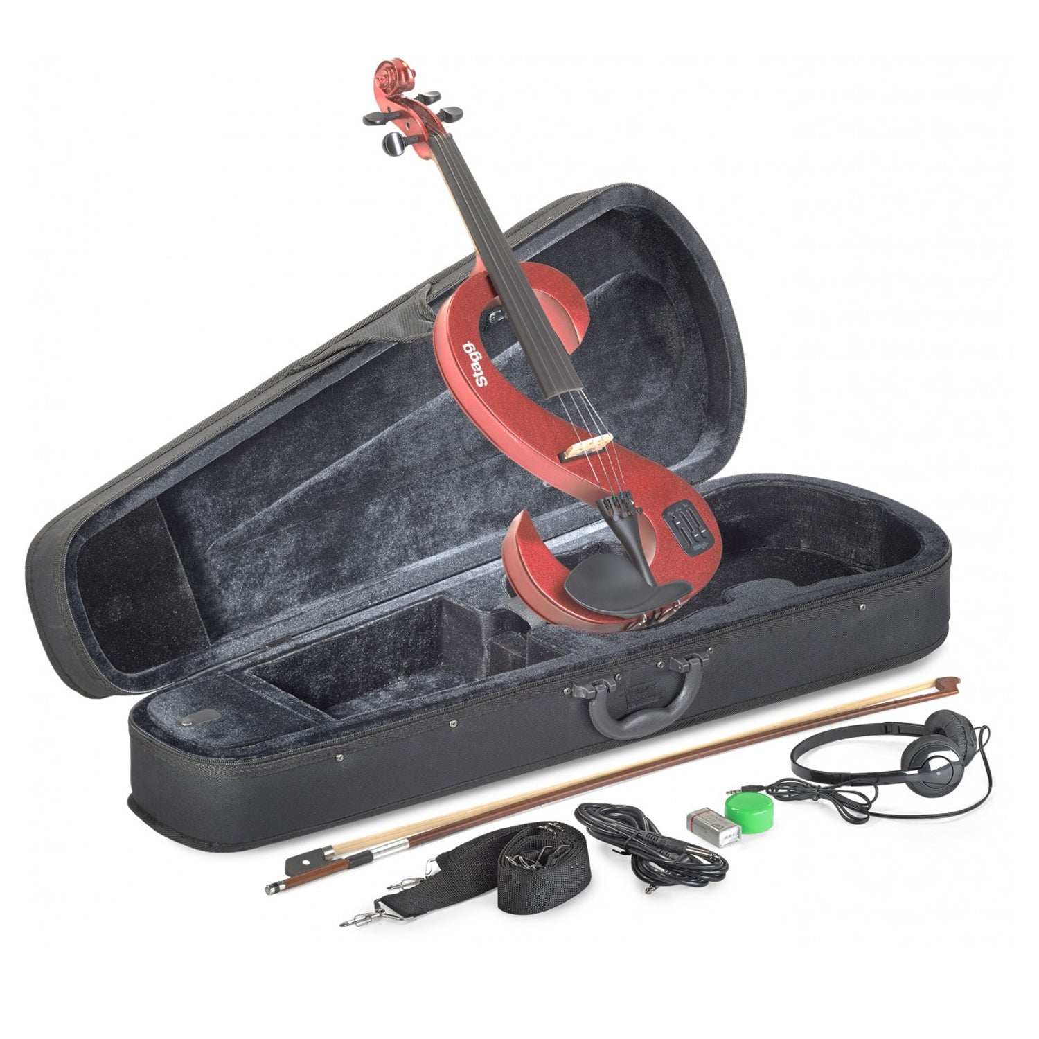 Stagg EVN 4/4 MRD Metalic Red 4/4 Electric Violin Set with Softcase and Headphones