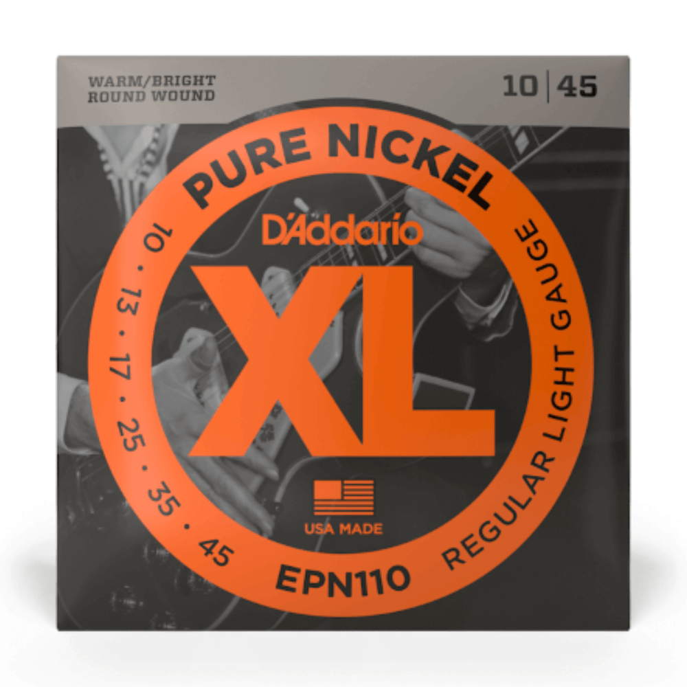 D'Addario EPN110 XL Pure Nickel Regular Light 10-45 Electric Guitar Strings