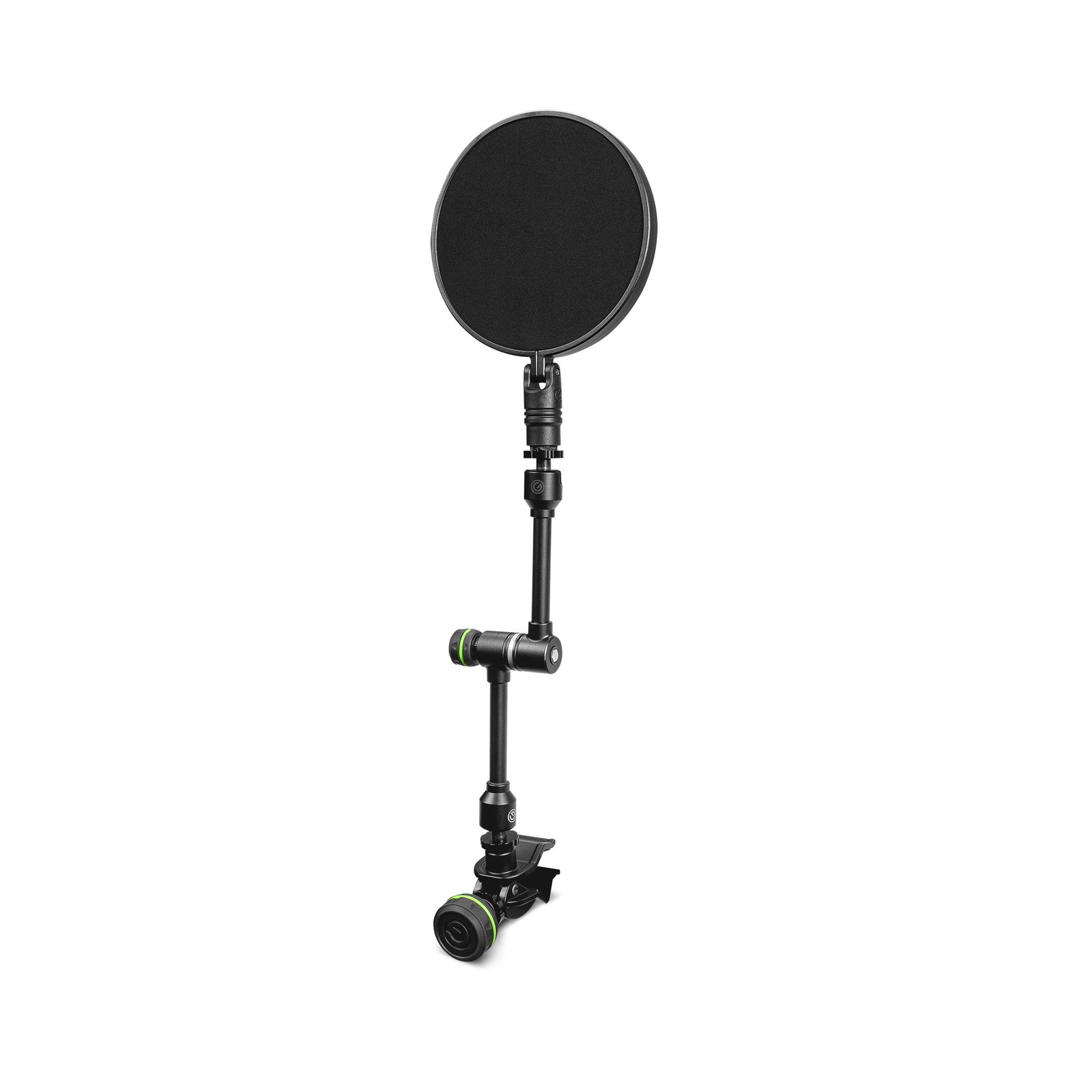 Gravity MA POP 1 pop filter with VARI-ARM flexible arm attached to studio microphone stand
