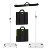Two Gravity LS 431 W white square base speaker lighting stands with carry bags