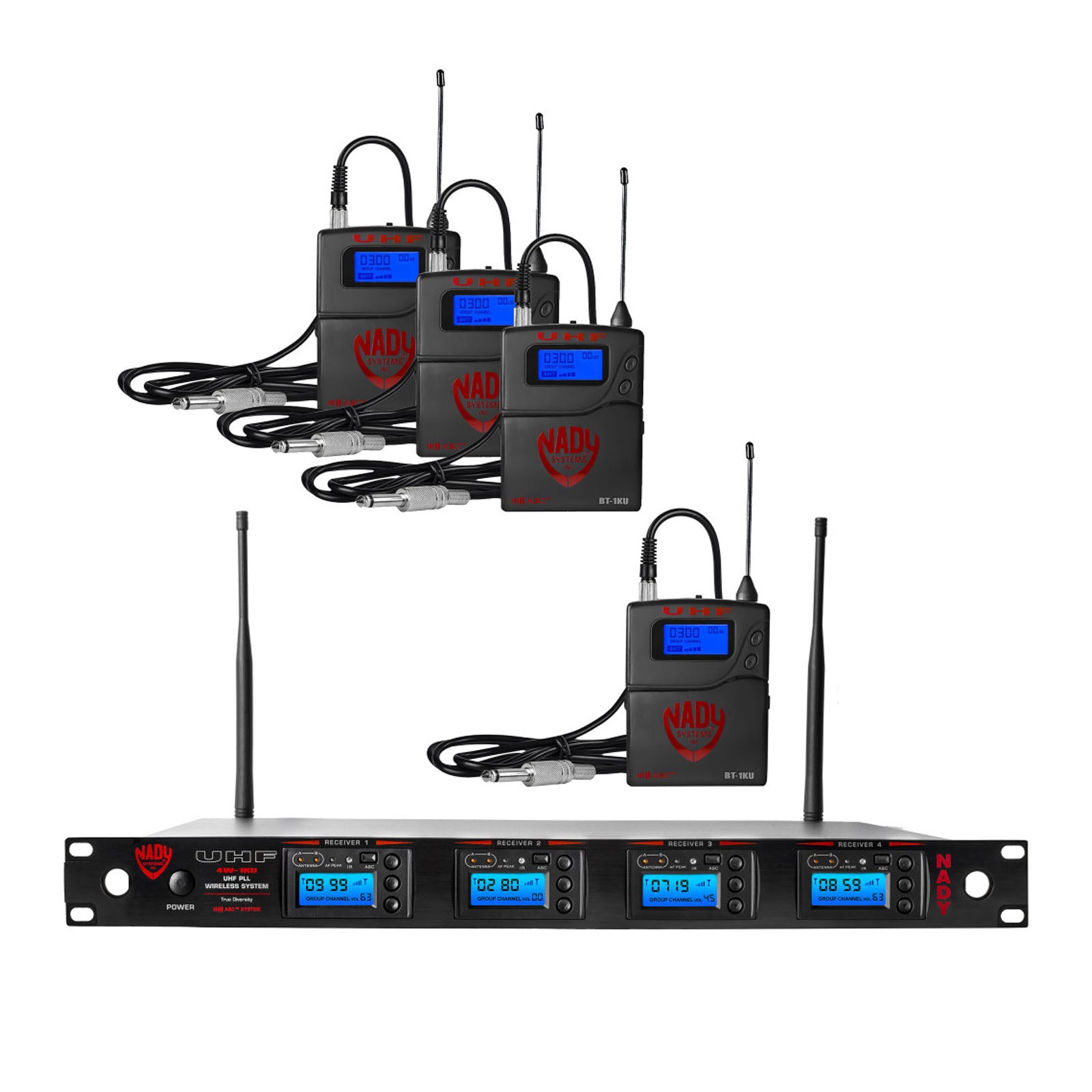 Nady 4W-1KU GT-EU1 Quad True Diversity 1000-Channel Guitar/Instrument Microphone Wireless System