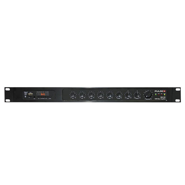 "Pulse VMA120D 19-inch 1U 120W PA mixer amplifier front view"