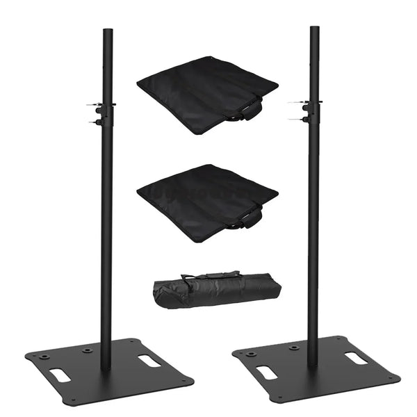 2 x Ultimax UTX 500 Black Square Base 35mm Speaker Lighting Stand With Carry Bags