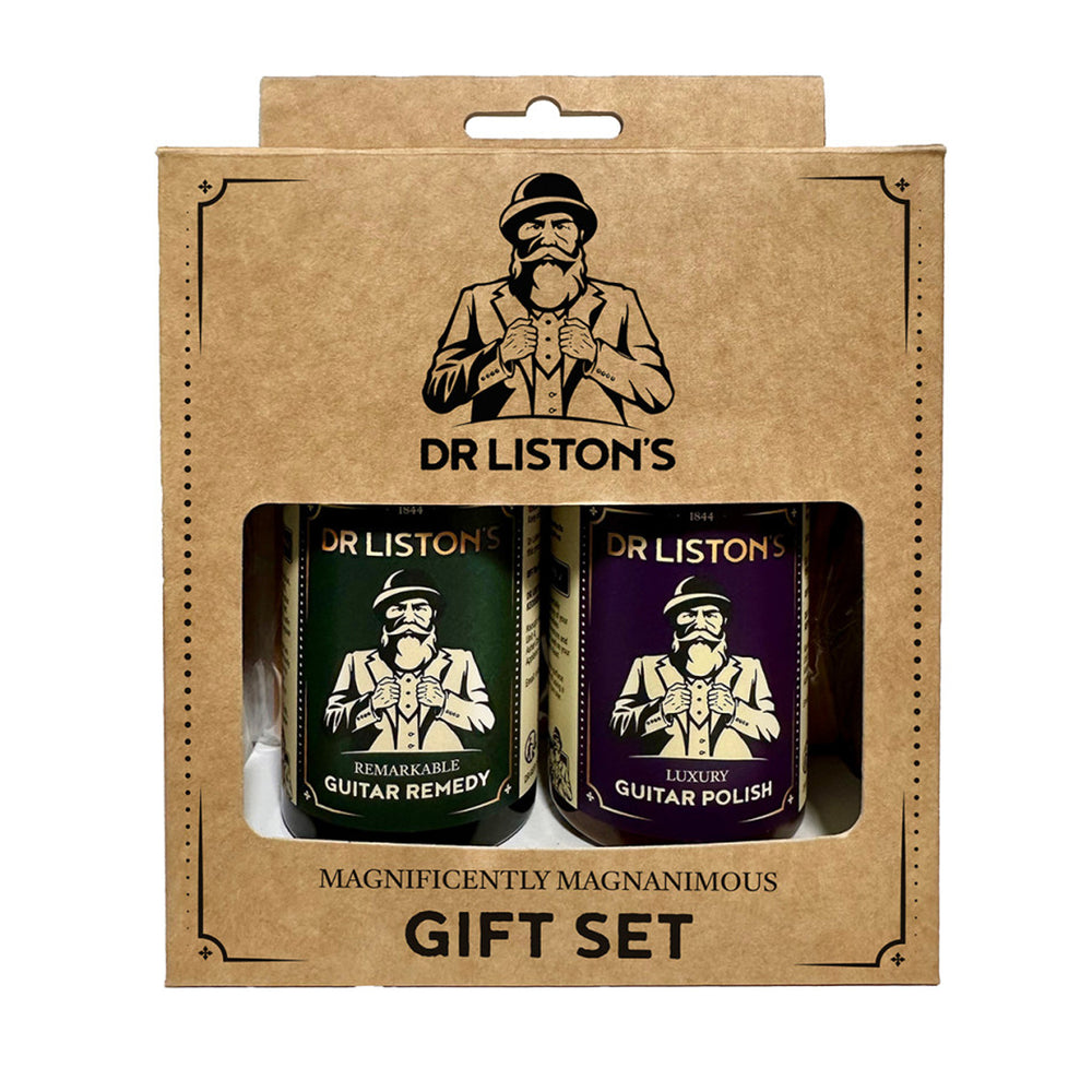 Dr Liston's Guitar Care Gift Set with guitar polish and guitar remedy for instrument maintenance.