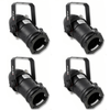4 x Pulse Par16 Black Birdie Par Cans with gel frames