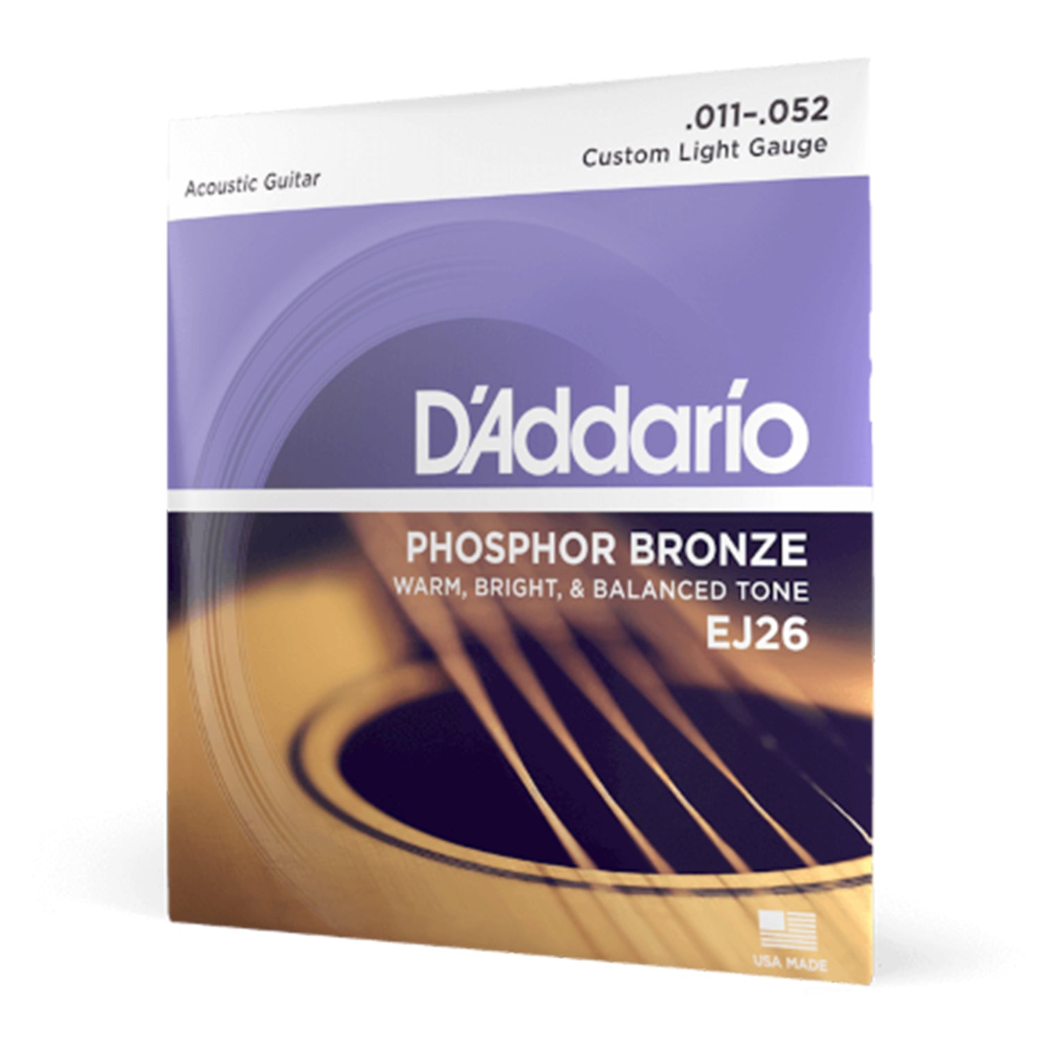 D'Addario EJ26 Phosphor Bronze Custom Light Acoustic Guitar Strings 11- 52 3 Pack